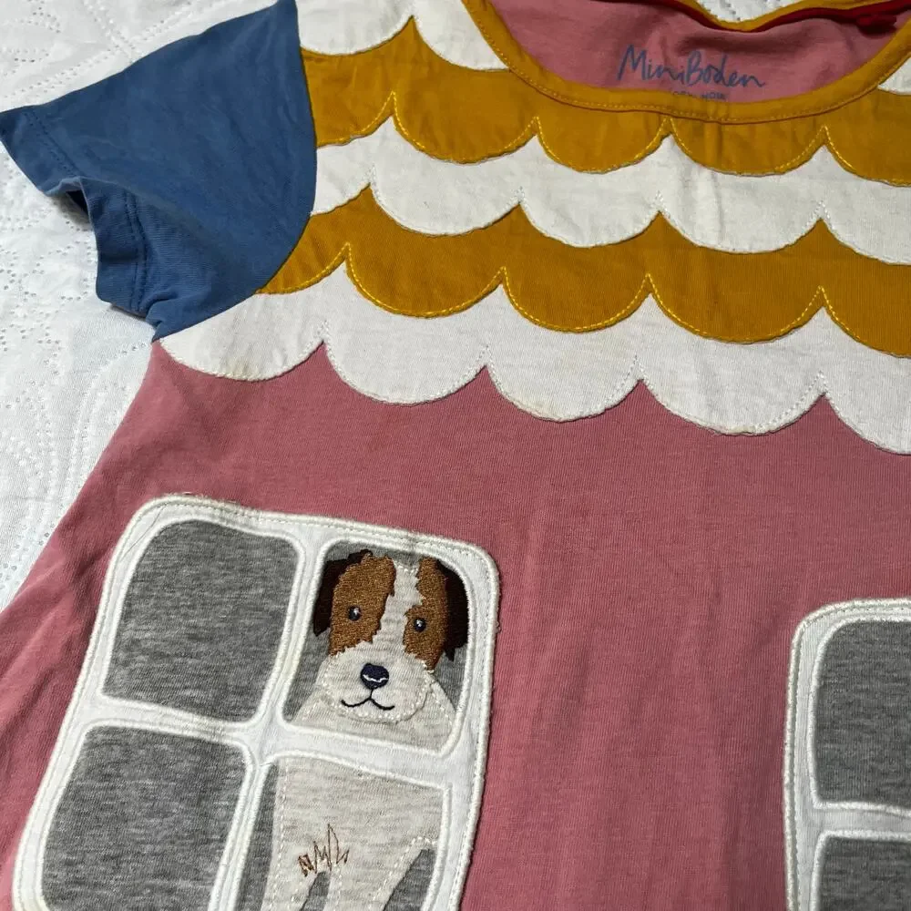 Mini Boden Window House Applique Dress Size 7/8